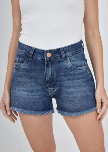 SHORT AZUL CON BRILLO DEFLECADO RÍGIDO