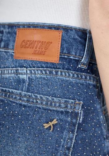 SHORT AZUL CON BRILLO DEFLECADO RÍGIDO