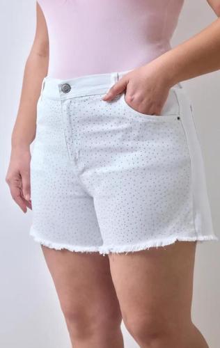 SHORT BLANCO CON STRASS DEFLECADO ELASTIZADO