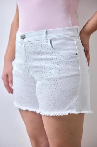 SHORT BLANCO CON STRASS DEFLECADO ELASTIZADO