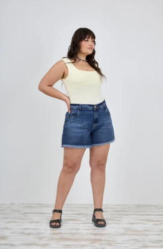 SHORT AZUL DEFLECADO RÍGIDO