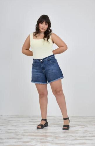 SHORT AZUL DEFLECADO RÍGIDO
