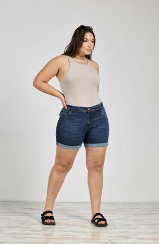 SHORT AZUL CLÁSICO CON DOBLES ELASTIZADO