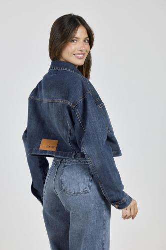  CAMPERA CROP AZUL RÍGIDO
