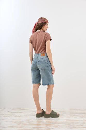 BERMUDA MAXI BAGGY MATIZADO CON ROTURA RÍGIDO