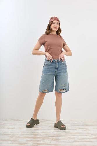 BERMUDA MAXI BAGGY MATIZADO CON ROTURA RÍGIDO