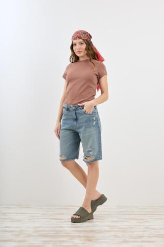 BERMUDA MAXI BAGGY MATIZADO CON ROTURA RÍGIDO