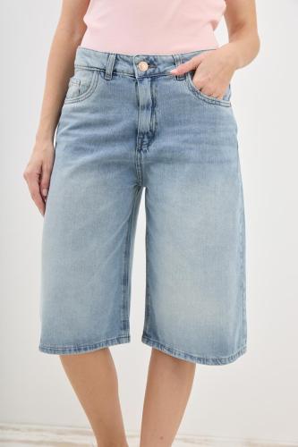 BERMUDA MAXI BAGGY CELESTE CLÁSICO RÍGIDO