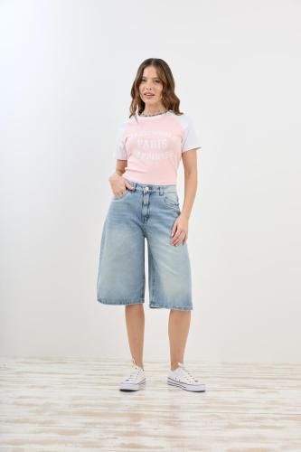 BERMUDA MAXI BAGGY CELESTE CLÁSICO RÍGIDO