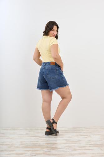  SHORT AZUL CON BRILLO DEFLECADO RÍGIDO