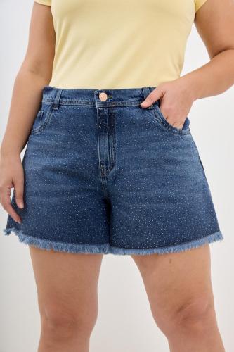  SHORT AZUL CON BRILLO DEFLECADO RÍGIDO