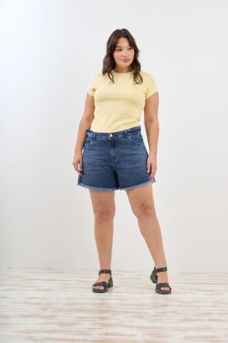  SHORT AZUL CON BRILLO DEFLECADO RÍGIDO