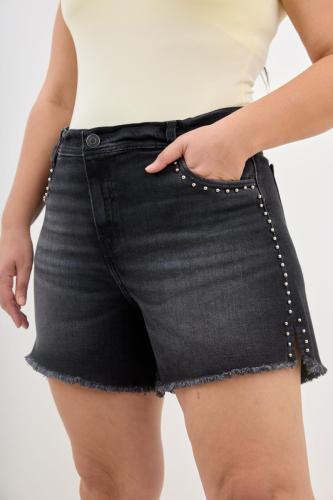  SHORT NEGRO HUMO TACHA LATERAL ELASTIZADO
