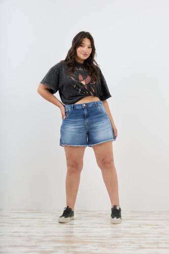SHORT AZUL TACHA LATERAL ELASTIZADO