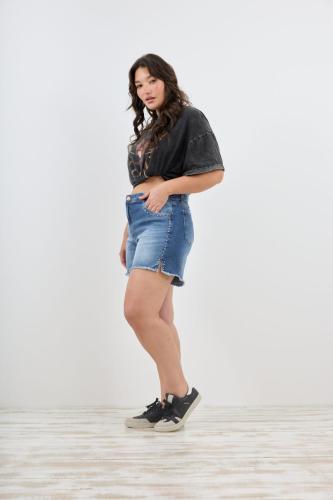 SHORT AZUL TACHA LATERAL ELASTIZADO
