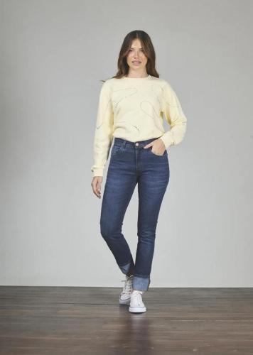 AZUL CLÁSICO BRILLO EN BOTA DOBLES ELASTIZADO