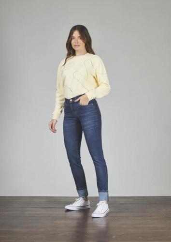 AZUL CLÁSICO BRILLO EN BOTA DOBLES ELASTIZADO