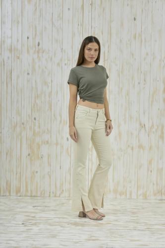  SEMI OXFORD MANTECA CON ABERTURA Y TACHA EN BOTA ELASTIZADO