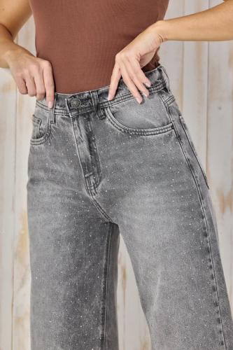 CENITHO WIDE LEG GRIS CON BRILLO RÍGIDO