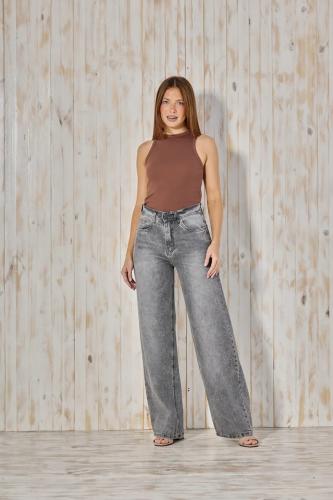 CENITHO WIDE LEG GRIS CON BRILLO RÍGIDO