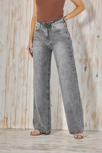 CENITHO WIDE LEG GRIS CON BRILLO RÍGIDO