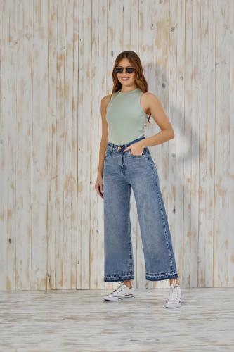 WIDE LEG CROP STONE BOTA DESCOCIDA RIGIDA