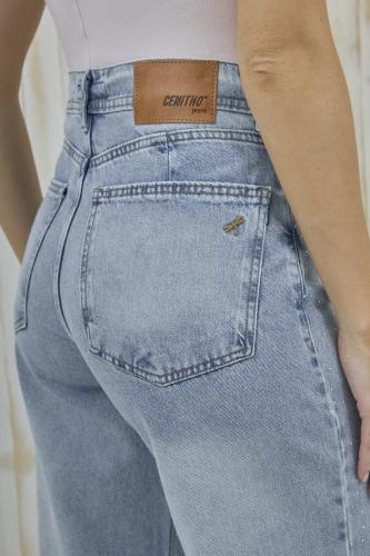  WIDE LEG CELESTE CON STRASS