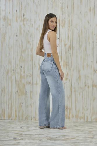  WIDE LEG CELESTE CON STRASS