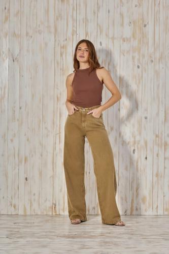  WIDE LEG CAMEL CLÁSICO RÍGIDO