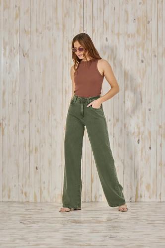 Wide leg clasico verde Cenitho