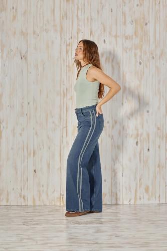 WIDE LEG CON LINEAS VINTAGE BLUE ELASTIZADO