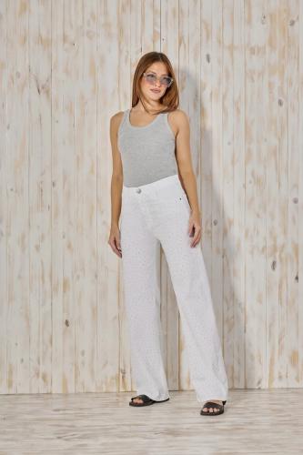 WIDE LEG BLANCO CON BRILLO ELASTIZADO