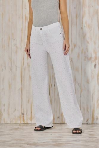 WIDE LEG BLANCO CON BRILLO ELASTIZADO