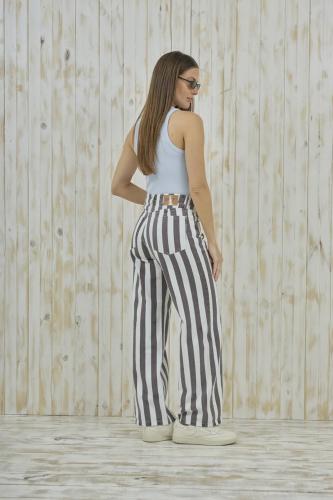 WIDE LEG RAYADO CHOCOLATE RIGIDO
