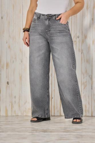 TM WIDE LEG GRIS CON STRASS RÍGIDO