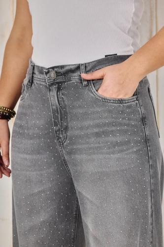 TM WIDE LEG GRIS CON STRASS RÍGIDO