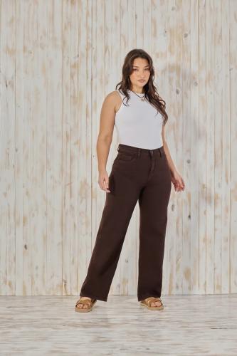 TM WIDE LEG CLÁSICO CHOCOLATE ELASTIZADO