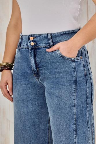 BAGGY STONE CINTURA ANCHA CON RECORTE DEFLECADO ELASTIZADO