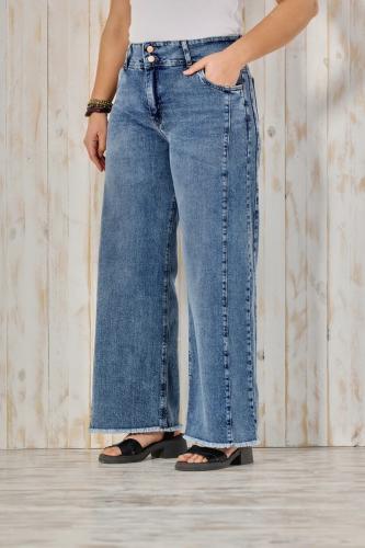 BAGGY STONE CINTURA ANCHA CON RECORTE DEFLECADO ELASTIZADO