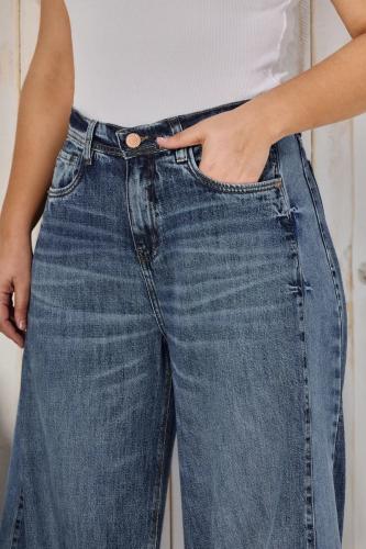  BAGGY STONE CON RECORTE COMBINADO Y BOTA DESCOCIDA RIGIDO