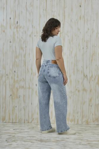WIDE LEG CELESTE CON STRASS RÍGIDO