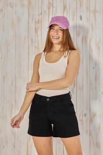 SHORT NEGRO CON DOBLES ELASTIZADO