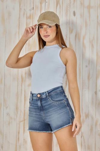 Short Cenitho azul, tacha lateral. elastizado