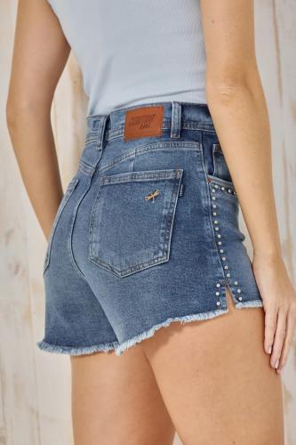 Short Cenitho azul, tacha lateral. elastizado