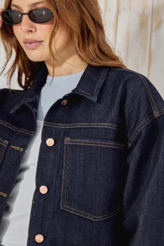 CAMPERA CROP OVERSIZE DARK BLUE RÍGIDO