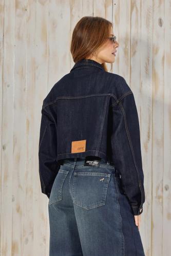 CAMPERA CROP OVERSIZE DARK BLUE RÍGIDO