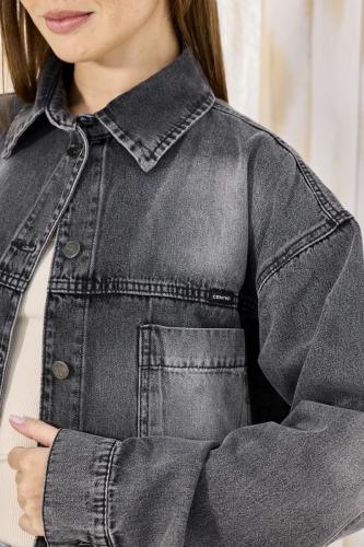 CAMISA OVERSIZE GRIS CON ABERTURA LATERAL RÍGIDO