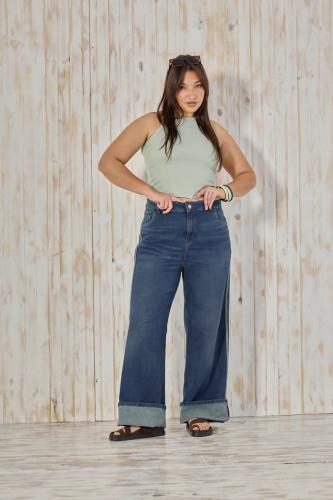 WIDE LEG CON LINEAS VINTAGE BLUE ELASTIZADO