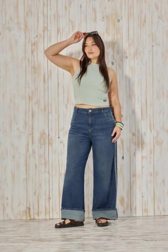 WIDE LEG CON LINEAS VINTAGE BLUE ELASTIZADO