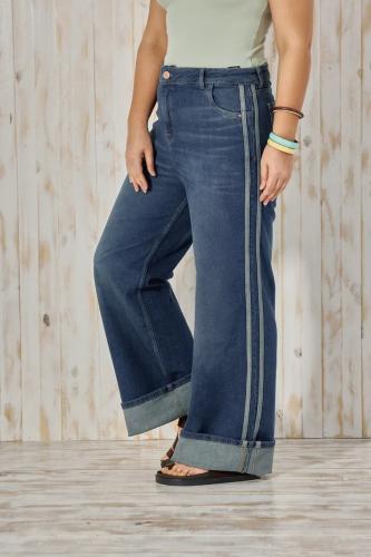 WIDE LEG CON LINEAS VINTAGE BLUE ELASTIZADO